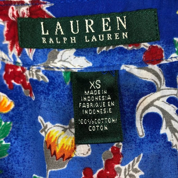 Lauren Ralph Lauren Lovely Blue Floral Print Top - Picture 5 of 6